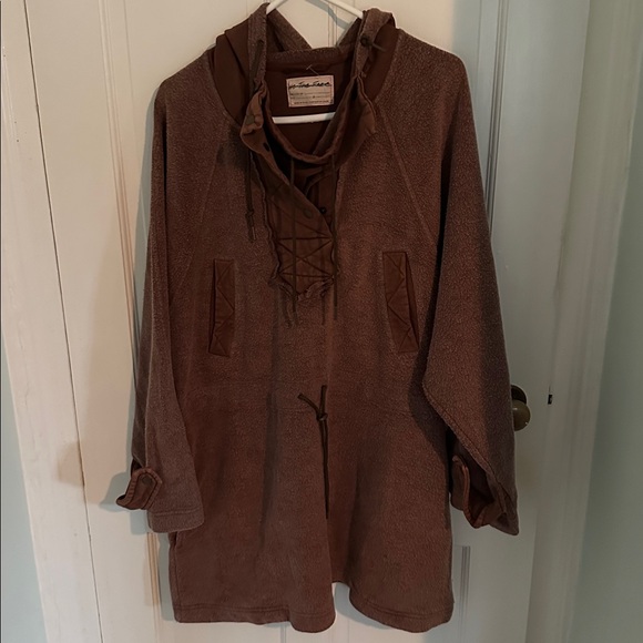 We The Free by Free People New Sadie Surplus Tunic Fleece Jacket Brown S Fits XL - Picture 10 of 16